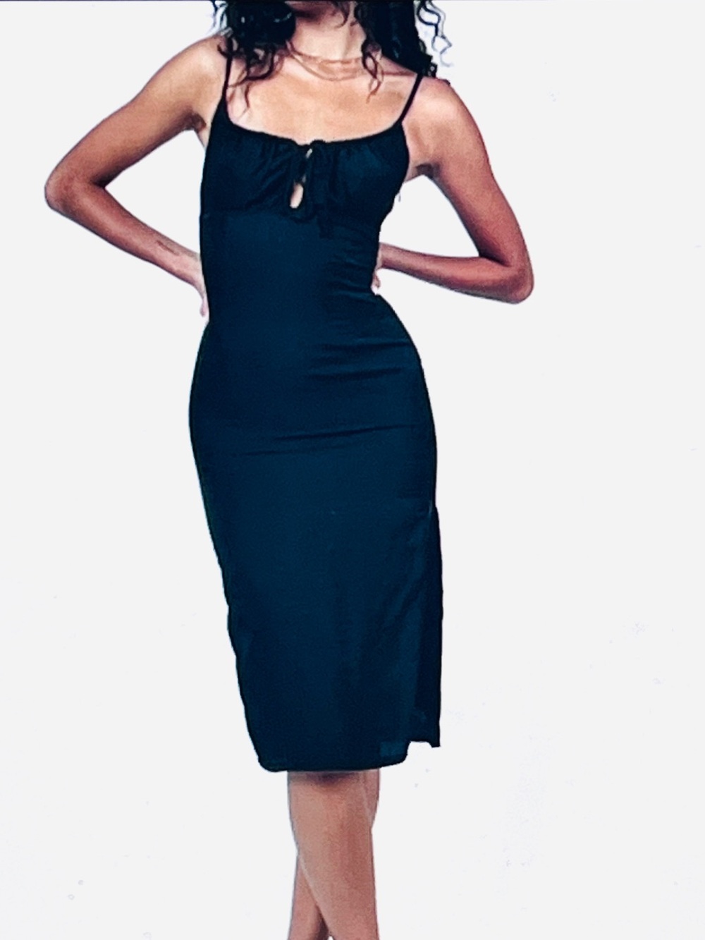 Princess Polly Classic Black Midi Dress - Sleek Spaghetti Strap Style
